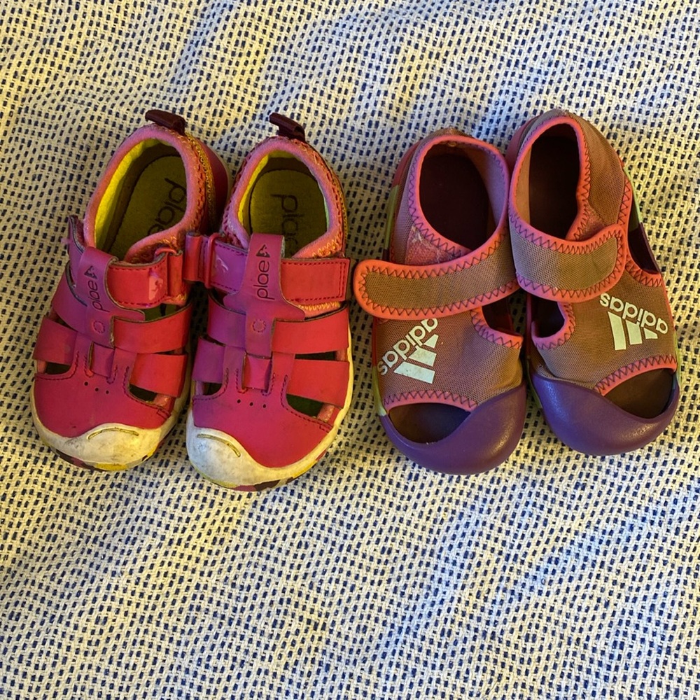 Toddler Girl Size 8.5 Play / Waterproof Sandals Shoes Adidas Plae Pink Purple